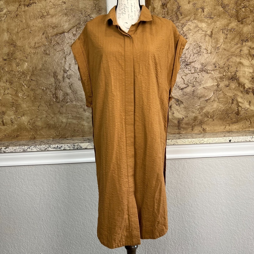 Maeve Anthropologie Shirt Dress Womens Medium Brown Sleeveless Button Front Midi